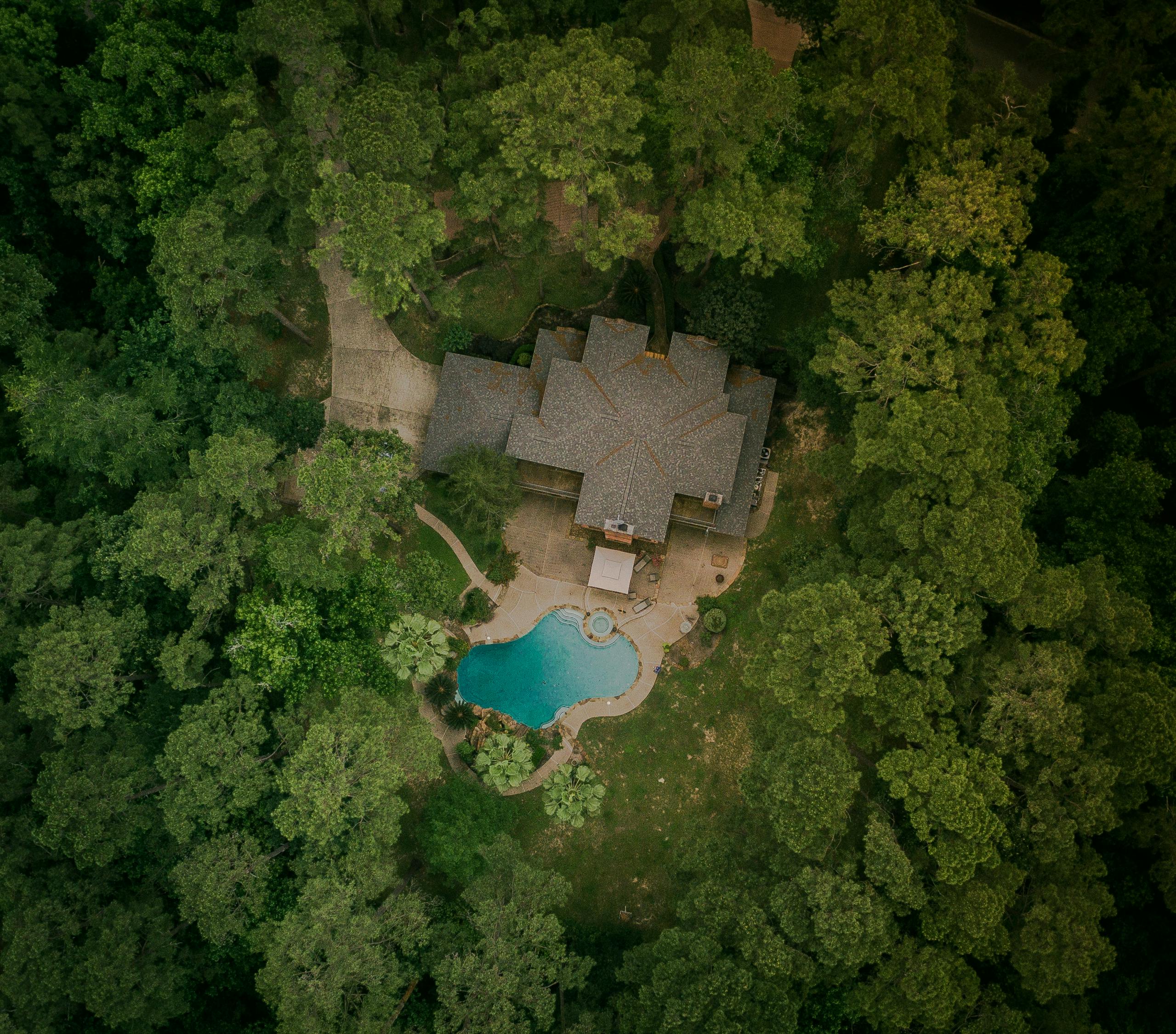 aerial view photography of house with swimming pool