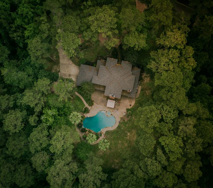 Aerial view of a designed property