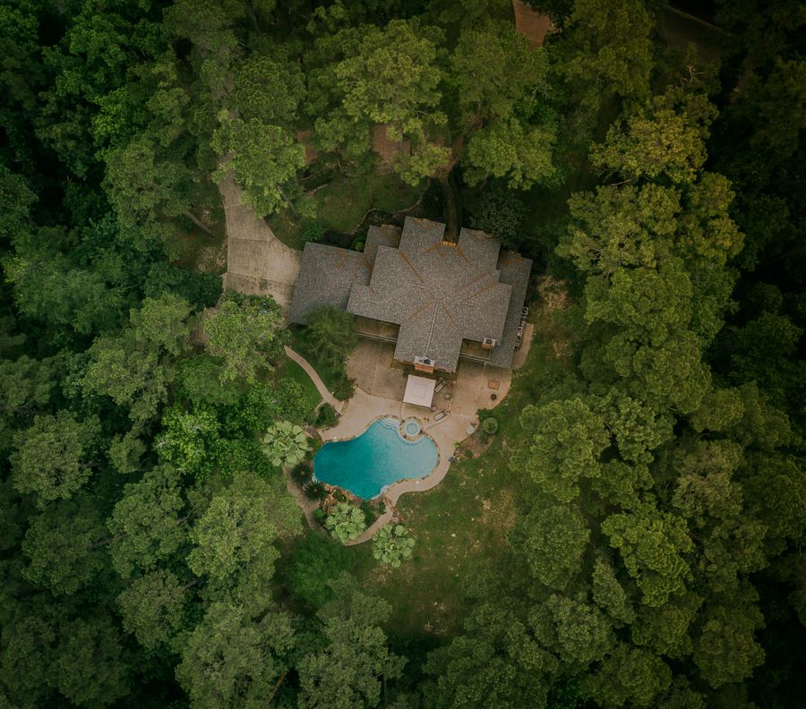 Renovated front lawn seen from above