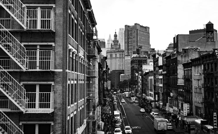 View On New York City Street Between Buildings