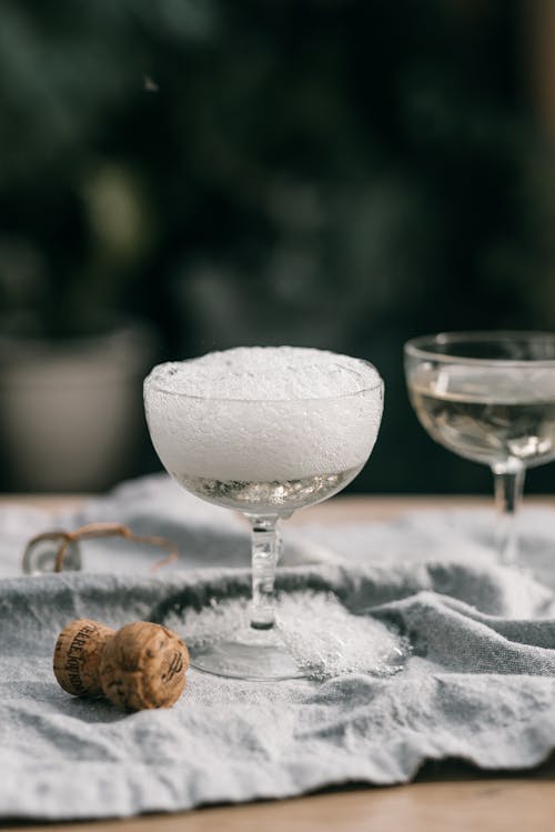 Free White Bubble on Clear Wine Glass Stock Photo