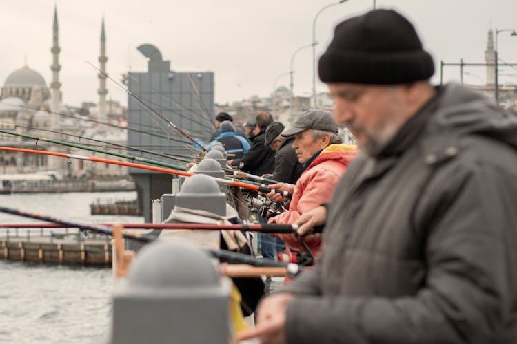 People Fishing On Galata Bridge