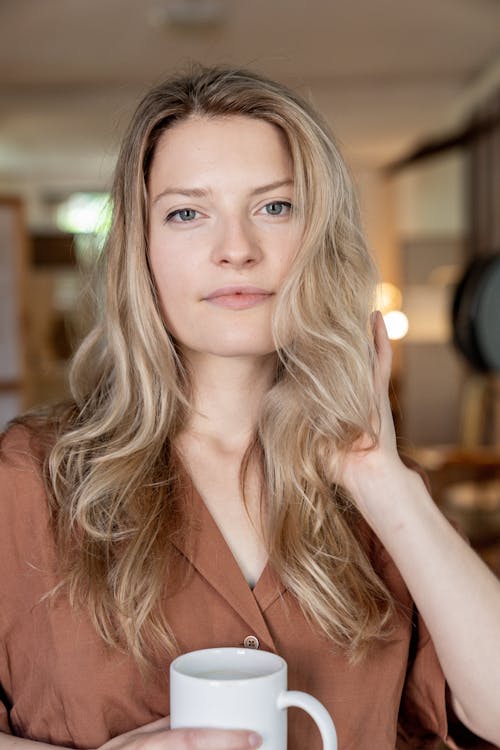 Close-Up Shot of a Beautiful Blonde Woman