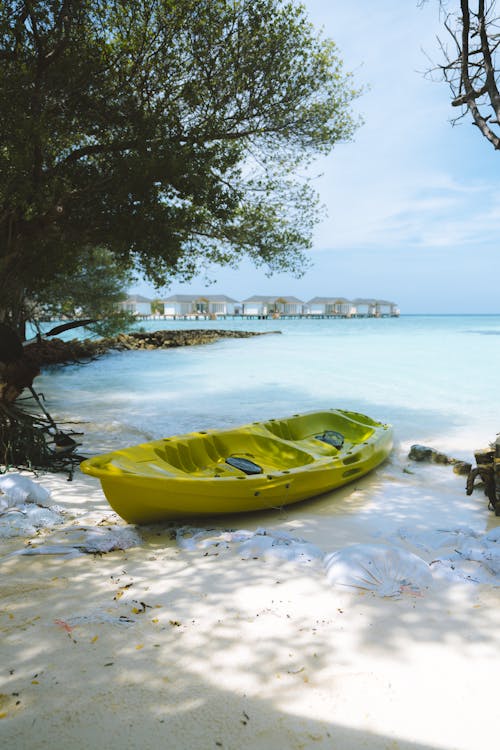 Green Kayak on Seashore