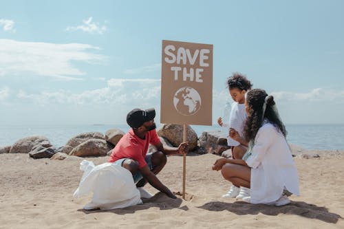 Free A Family Campaigning to Save The Earth Stock Photo