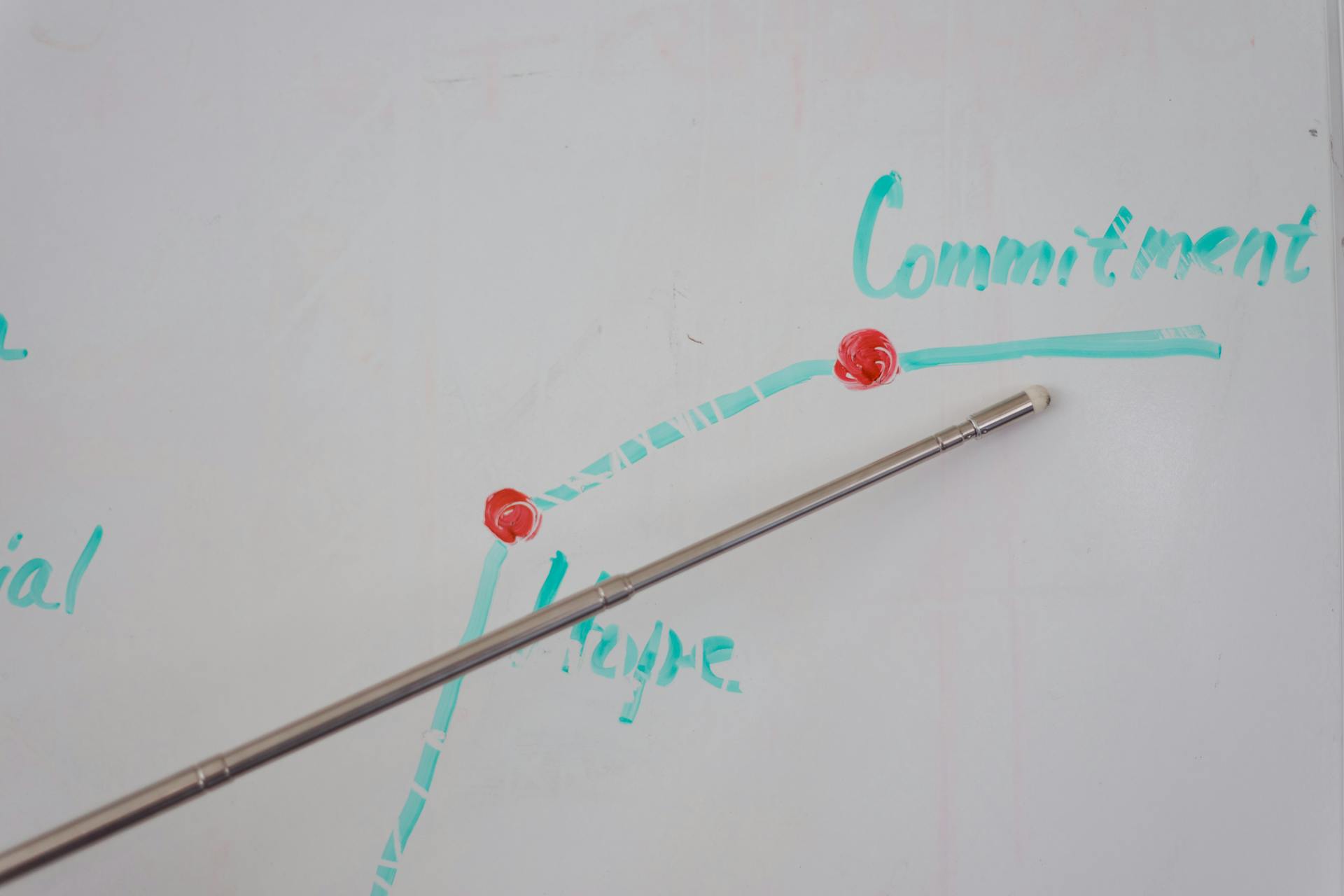 A Metal Stick Pointing the White Board