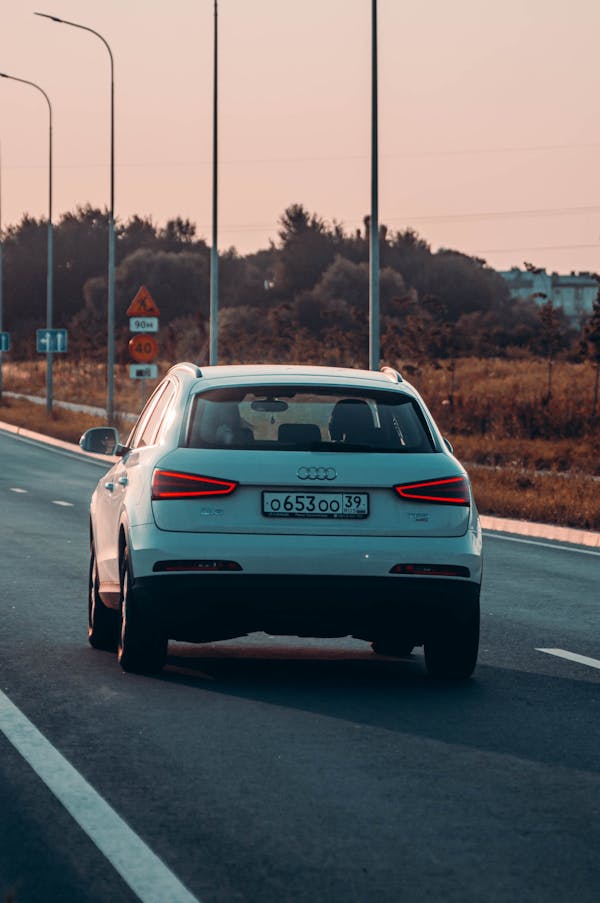 White Audi Q3 on Road