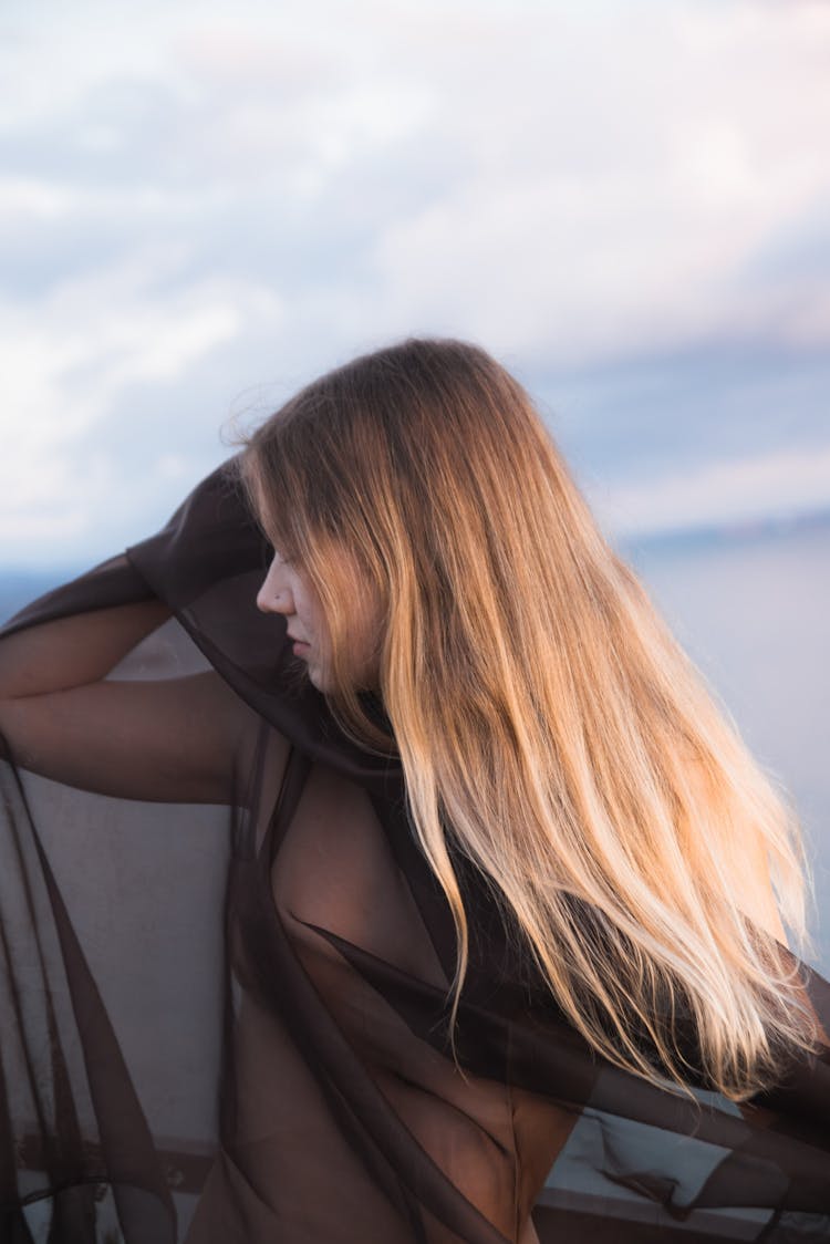 Blonde Woman With Black Cloth