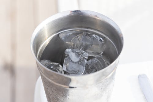 Stainless Steel Ice Bucket Filled with Ice