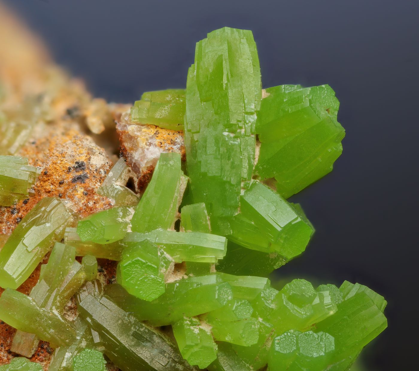 Cluster of vivid green crystals