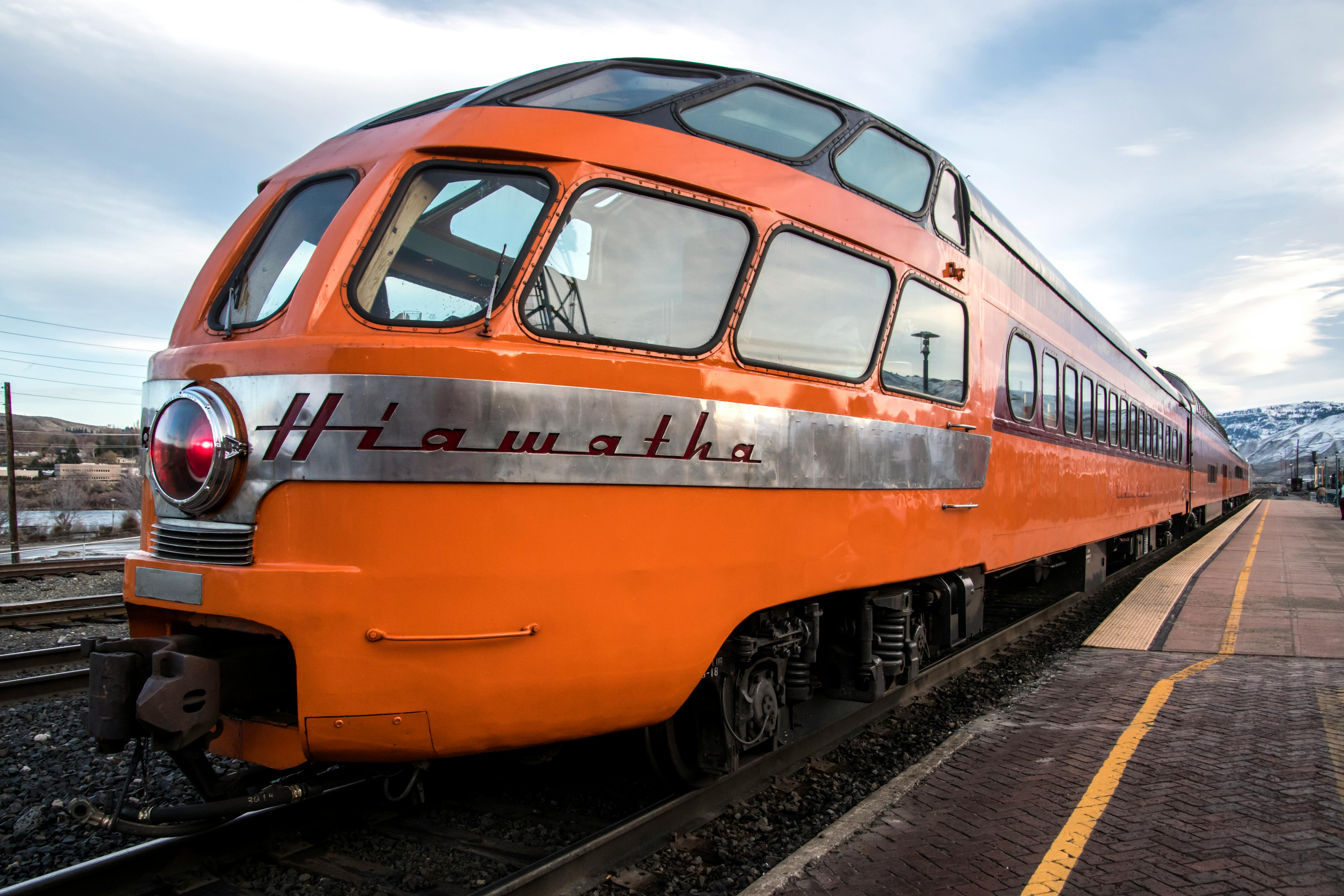 Free stock photo of orange  station train 