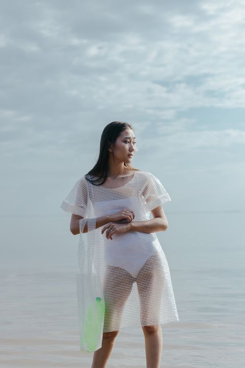 Woman in White See Through Dress Standing on Beach Free Stock Photo Woman in White See Through Dress Standing on Beach Free Stock Photo