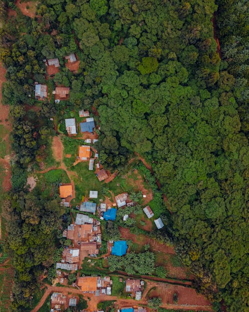 Foto stok gratis area perumahan, Desa, fotografi drone