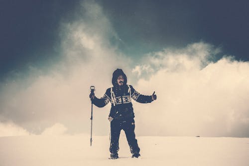 Free Person Wearing Black and White Winter Outfit Stock Photo