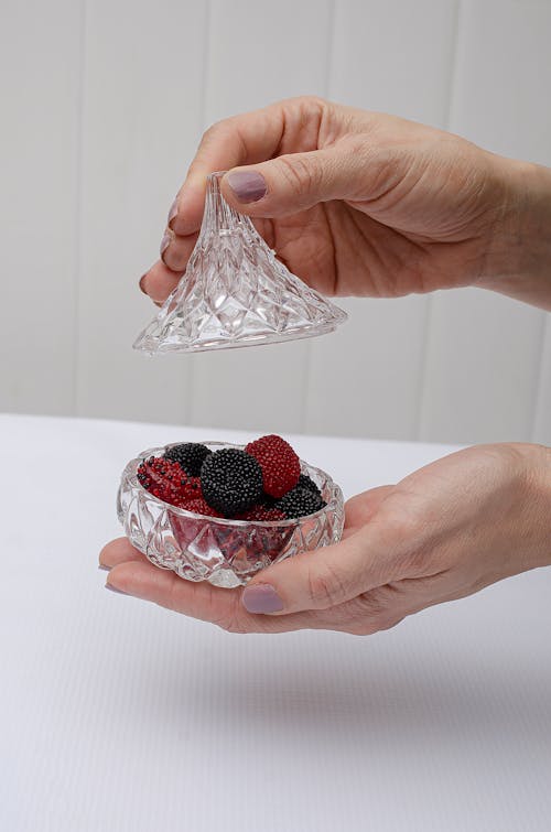 Gummies on Glass Container with Lid