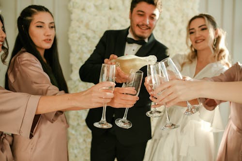 Pouring Champagne on Wedding