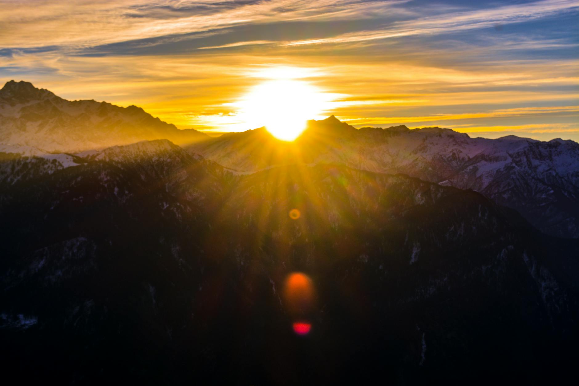 Silhouette of Mountains during Sunrise · Free Stock Photo