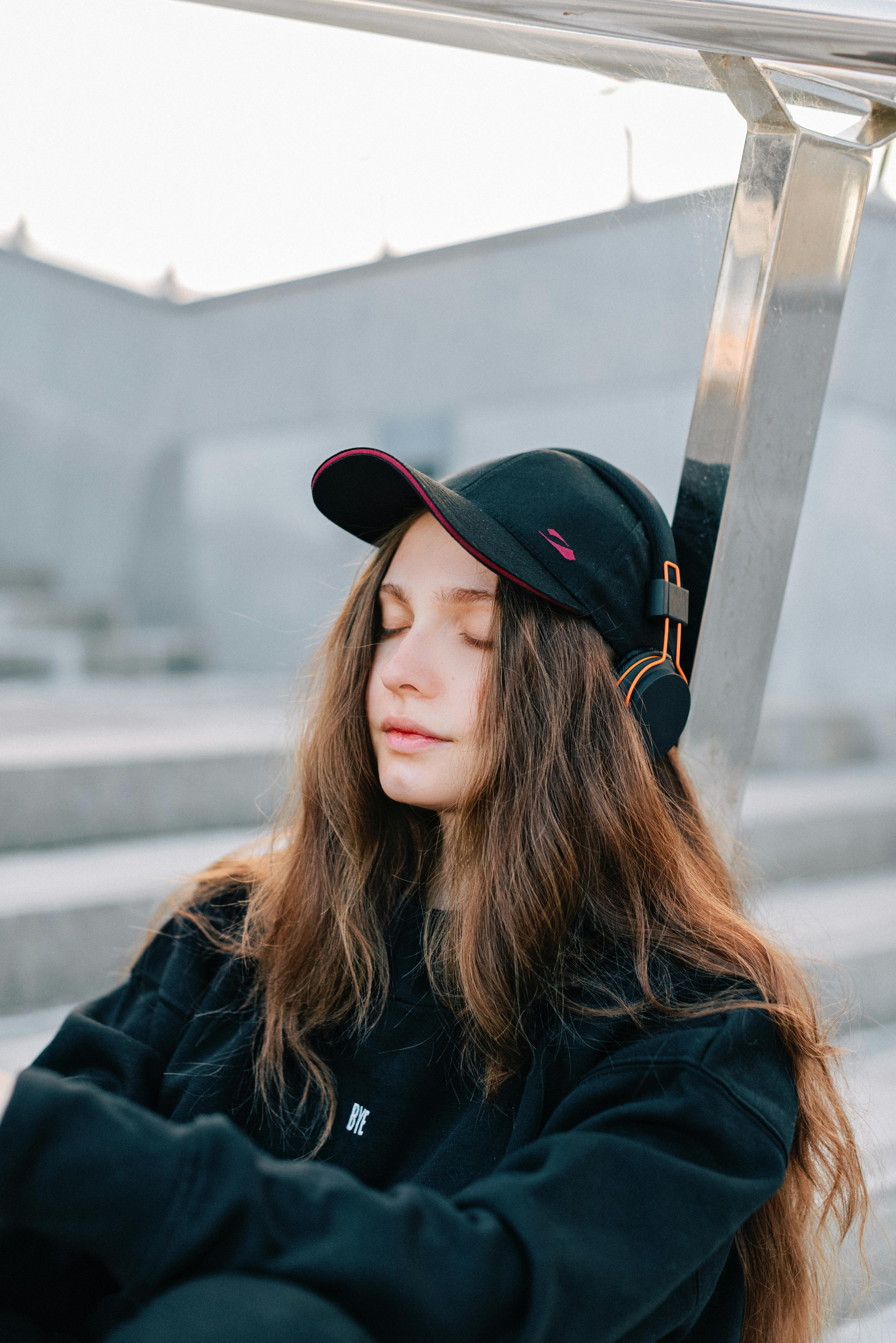 a woman wearing headphones