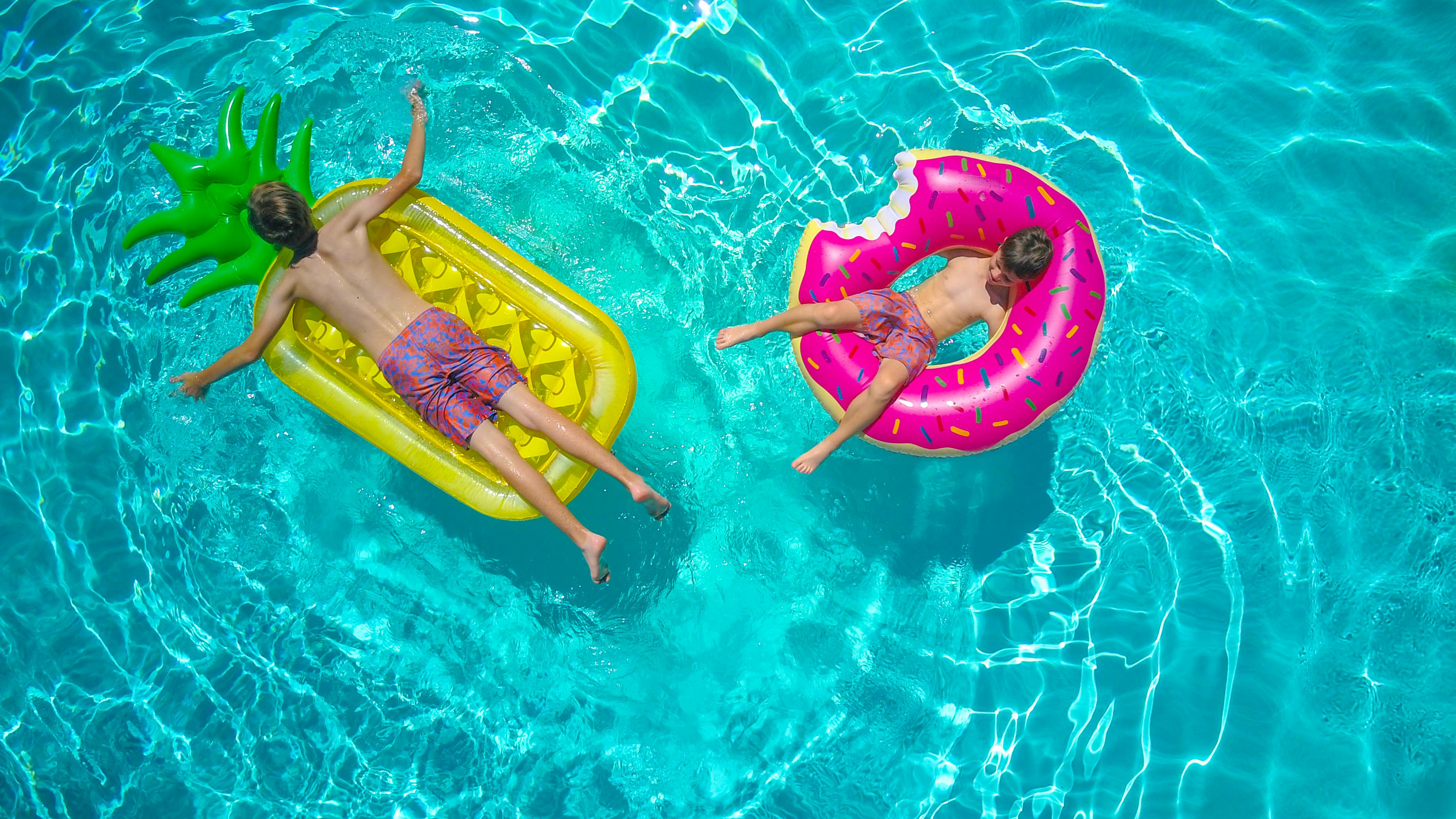 Boy Takes Fish Inflatable Pool Stock Photo 239811004