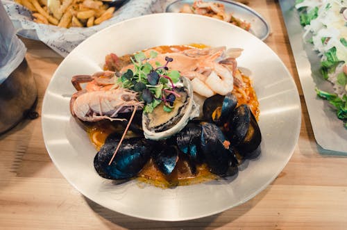 Free Close-Up Shot of Seafood on a Plate Stock Photo