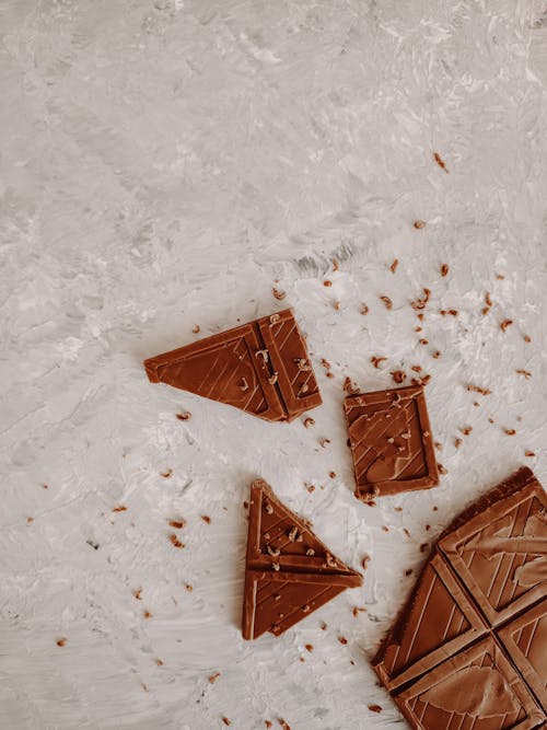 Close-Up Photograph of Broken Chocolate Bars