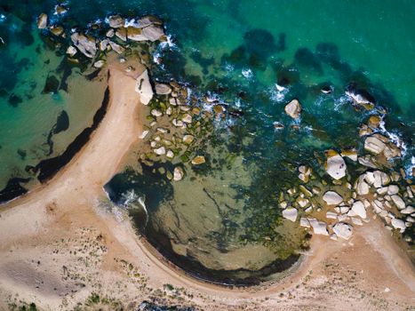 Aerial Photography of Rocky Shore