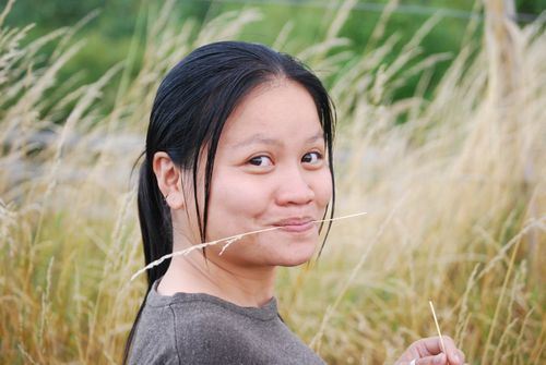 Free stock photo of grass, lady, smile Stock Photo