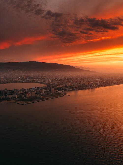 Aerial Photography of a City During Sunset