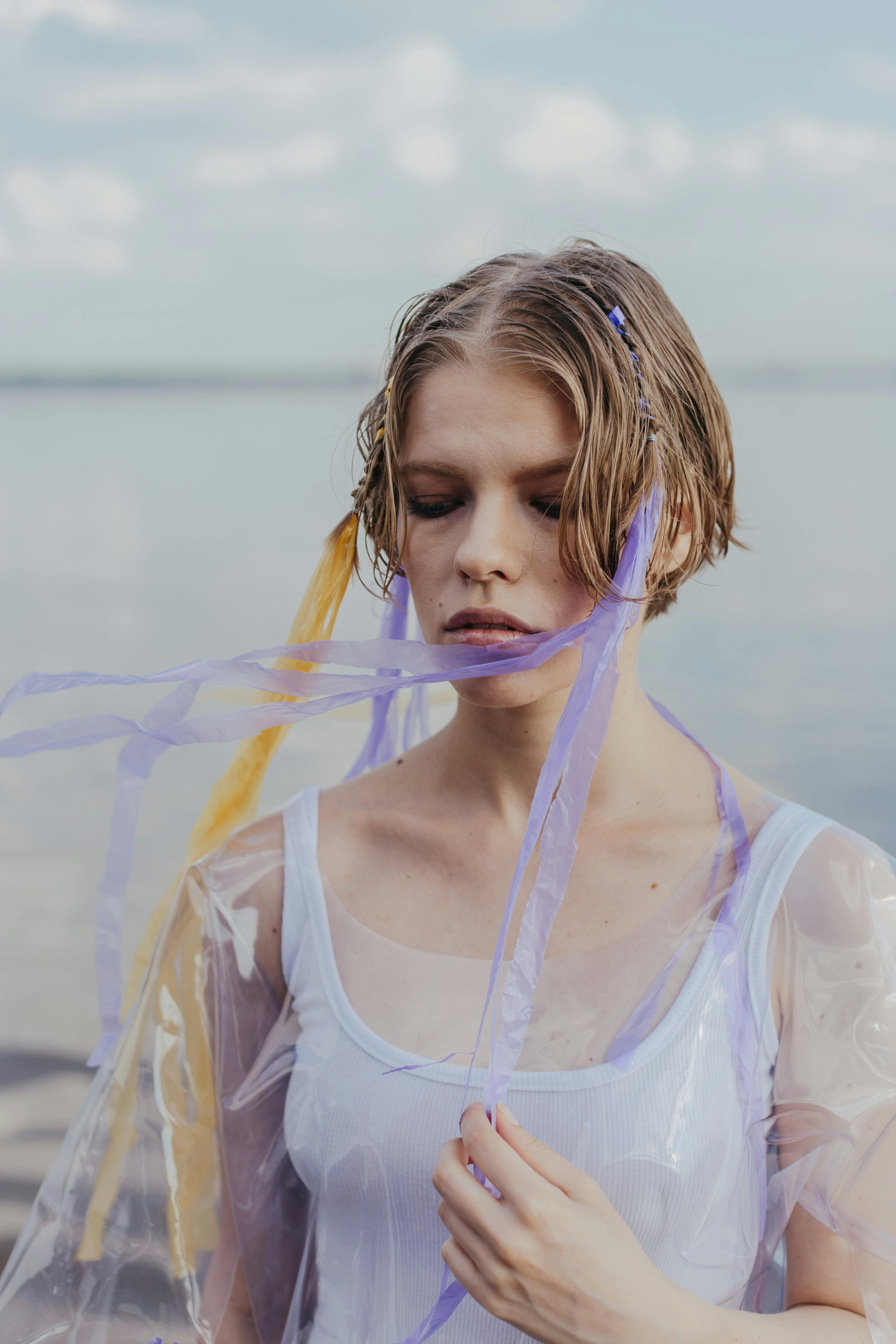 Girl in Wet Transparent Shirt. Stock Photo - Image of clear, hair