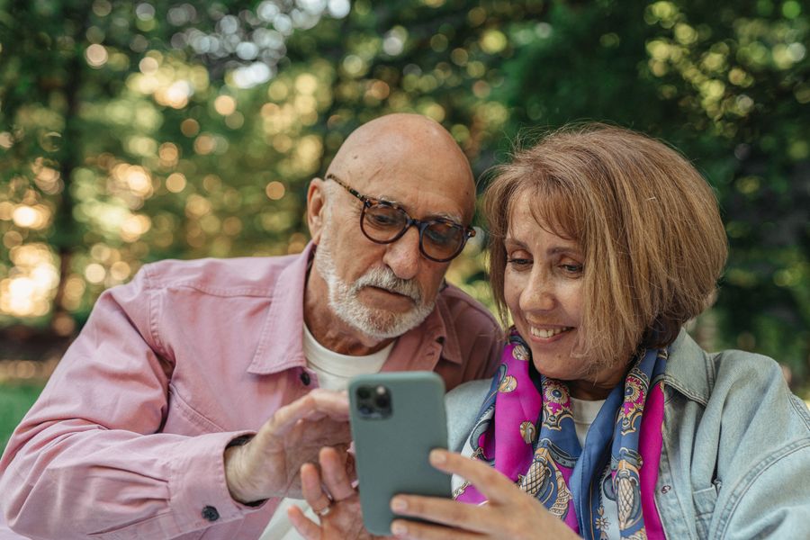 Happy mature couple sharing a relaxed moment outdoors