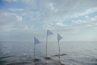 White Flags on Body of Water