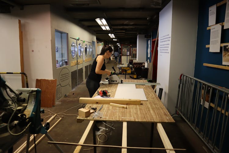 A Woman Doing Woodworks