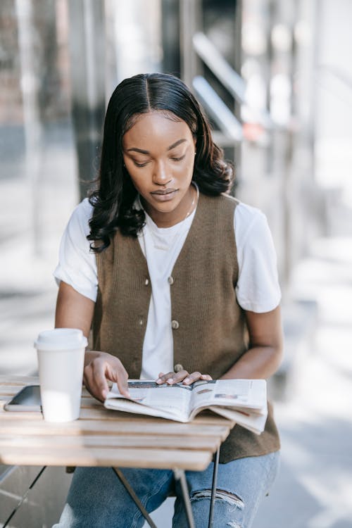 Focused Woman reading a Book 