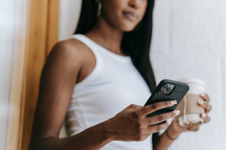 Woman Using Modern Cellphone 