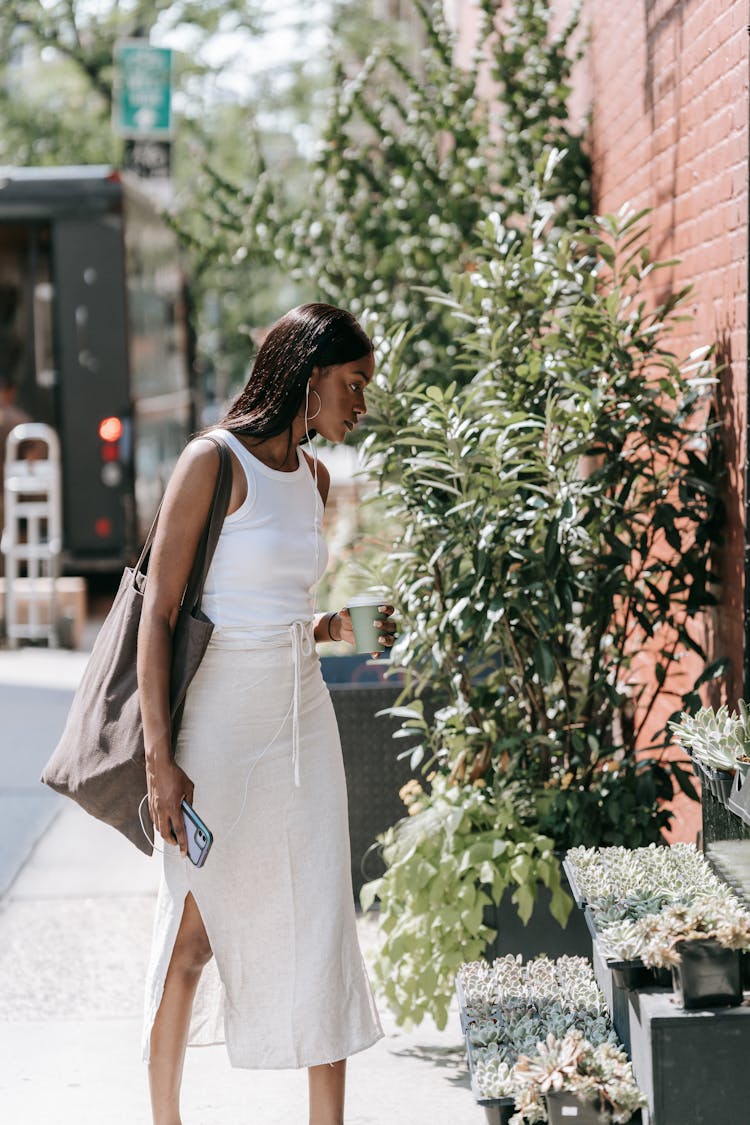 Woman With Bag And Skirt