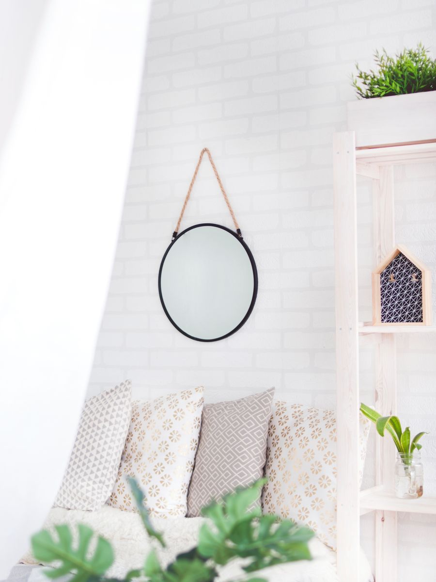 Round concrete mirror