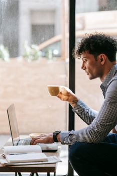 Small business owner working on their new website