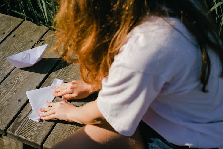 A Woman Doing Origami