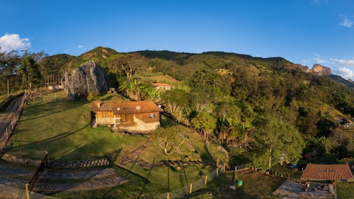 

An Aerial Shot of a House on a Hill