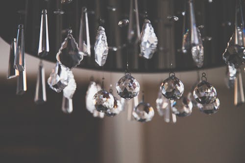 Free Closeup Photo of Clear Cut Glass Chandelier Stock Photo
