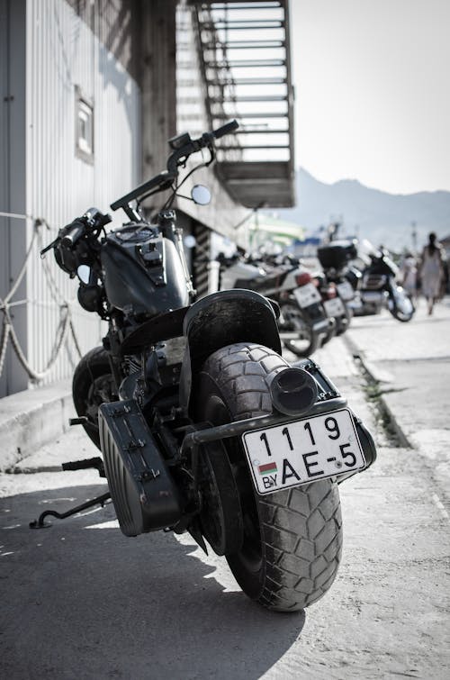 Free 

A Parked Black Harley Davidson Motorcycle Stock Photo