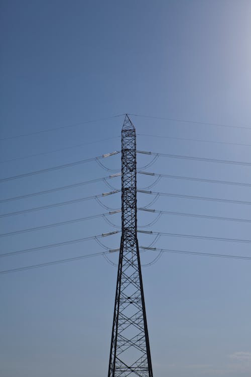 Free An Electric Tower Under the Blue Sky Stock Photo