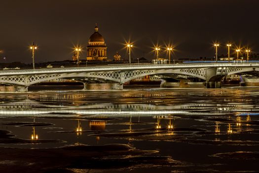 The Annunciation Bridge on The Neva River in Saint Petersburg
