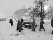 People Going About Their Way on a Winter Day