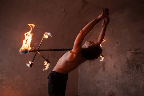 A Fire Dancer Doing a Fire Dance