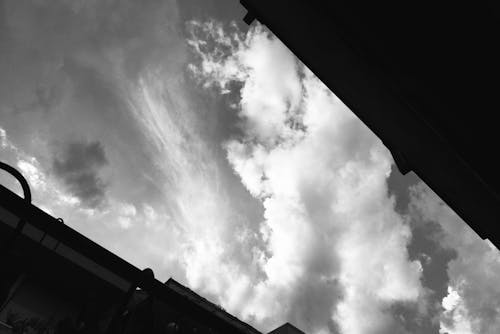 Grayscale Photo of Clouds in the Sky