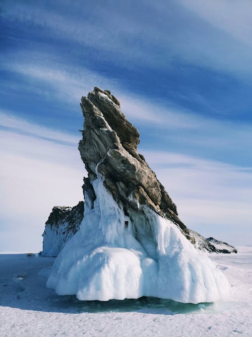 Snow Covered Rock Formation