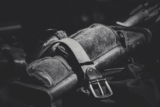 Leather Garrison Belt Grayscale Photo