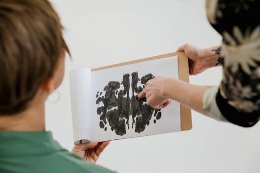 Photo by RDNE Stock project A psychologist and patient discuss a Rorschach inkblot test during a therapy session.
