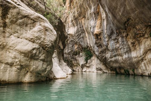 Free Tranquil scene of rocky formations and clear water at Göynük Canyon, Turkey. Stock Photo